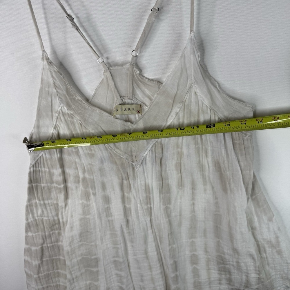 Stark Women's Tie Dye Tan And White Cotton Top Tank Crop Small - Picture 2 of 8
